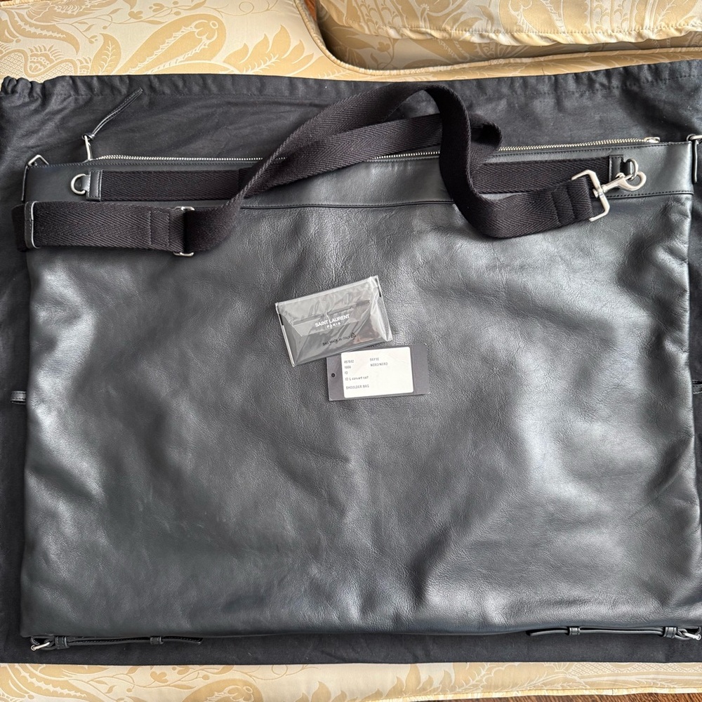 Saint Laurent Black Leather Travel Bag